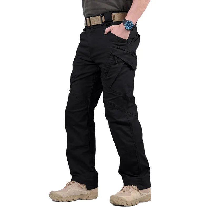 High Waist Black Cargo Pants for Men - Relaxed Fit, Utility Pockets 3