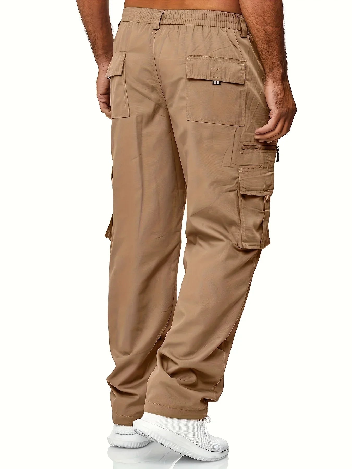 High Waist Black Cargo Pants for Men - Relaxed Fit, Utility Pockets, Soft Fabric 2