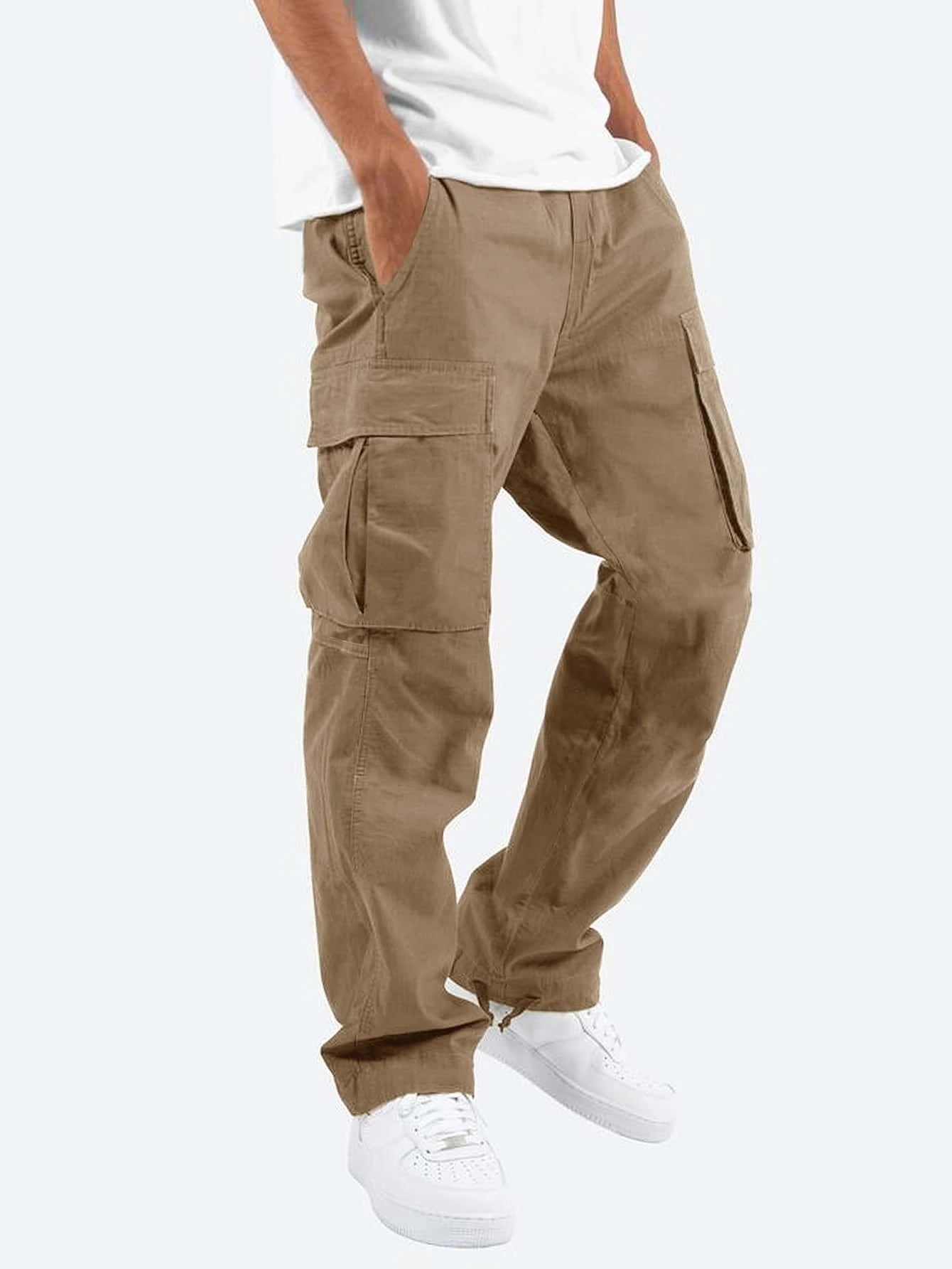 High Waist Black Cargo Pants for Men - Relaxed Fit with Utility Pockets 0