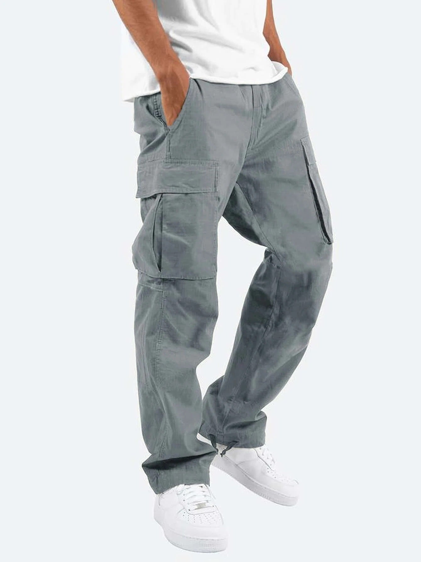 High Waist Black Cargo Pants for Men - Relaxed Fit with Utility Pockets 3