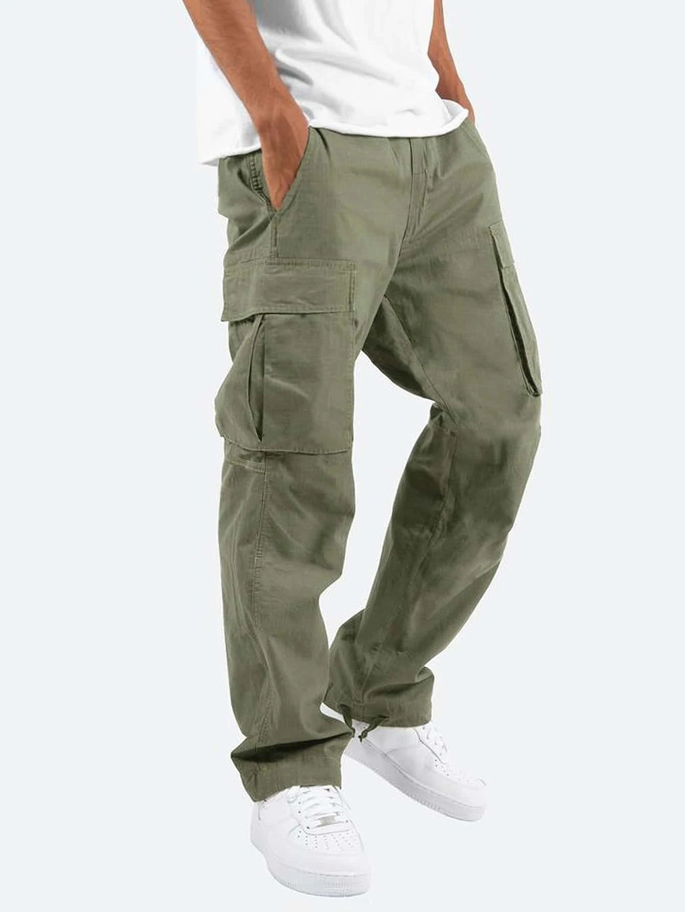 High Waist Black Cargo Pants for Men - Relaxed Fit with Utility Pockets 4