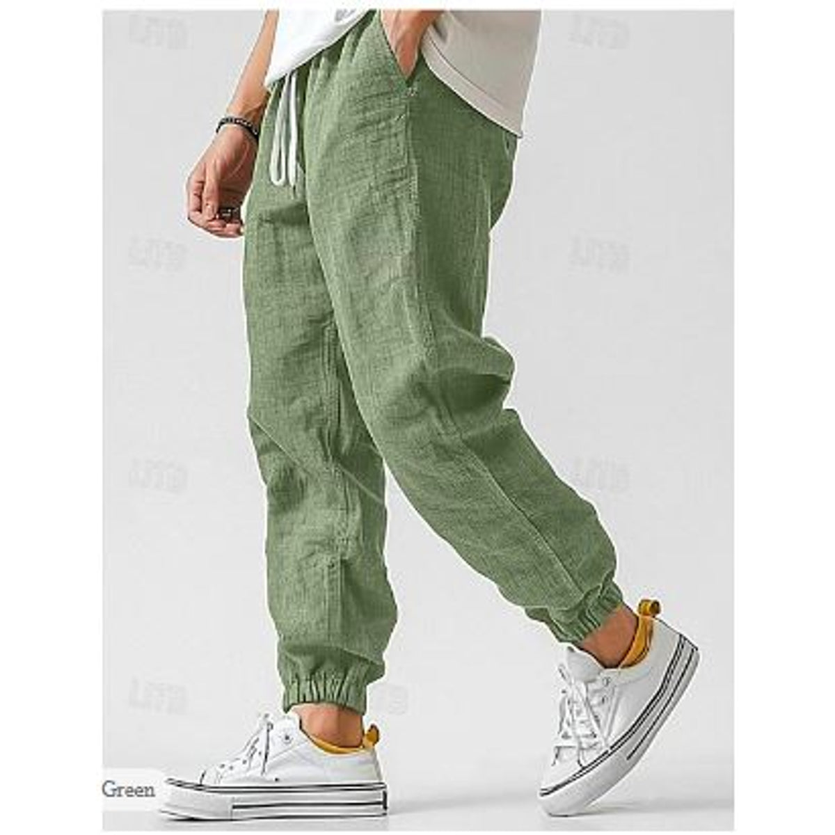 High Waist Black Cargo Pants for Men with Adjustable Drawstring and Utility Pockets 1