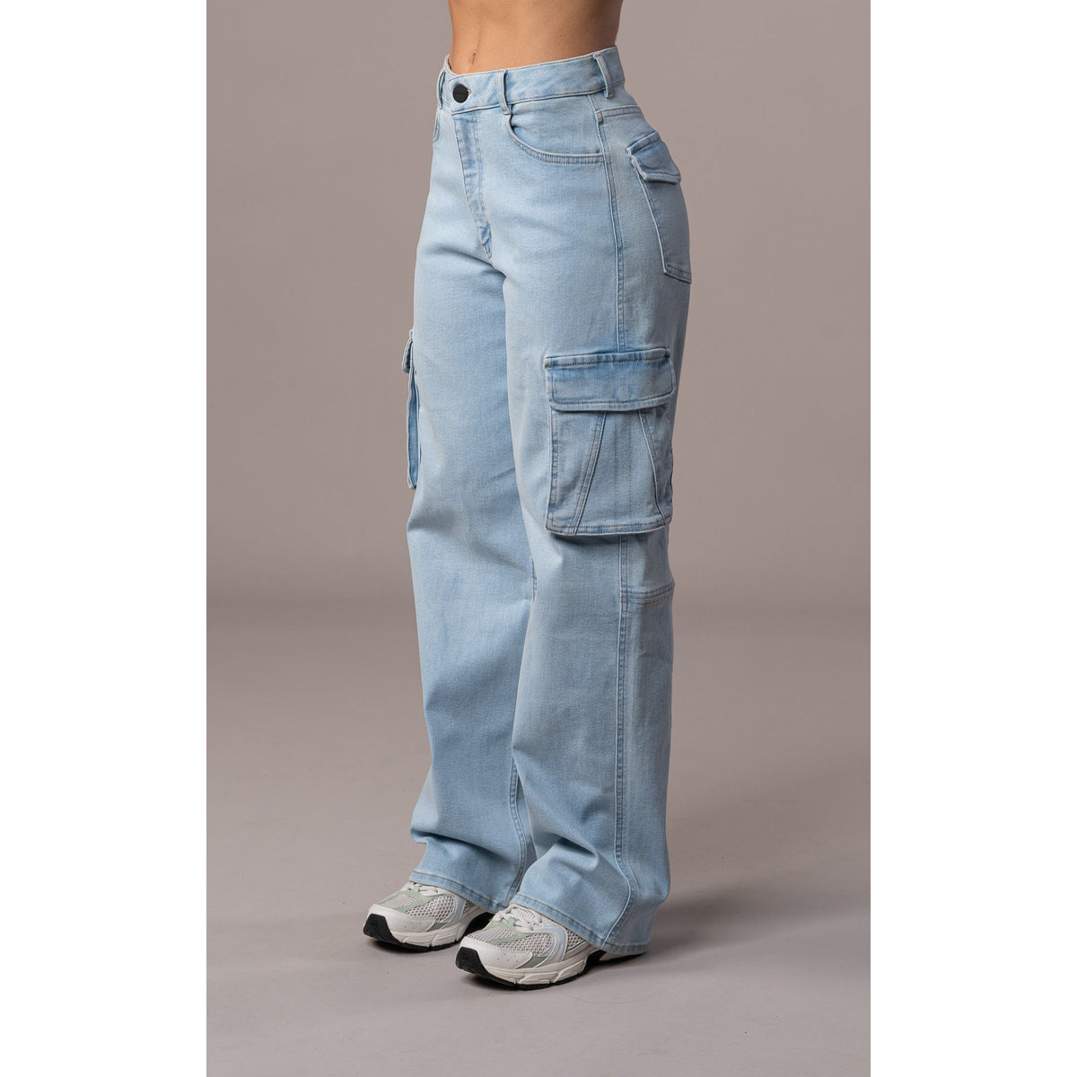 High Waist Black Cargo Pants for Women - Relaxed Fit Utility Trousers 2