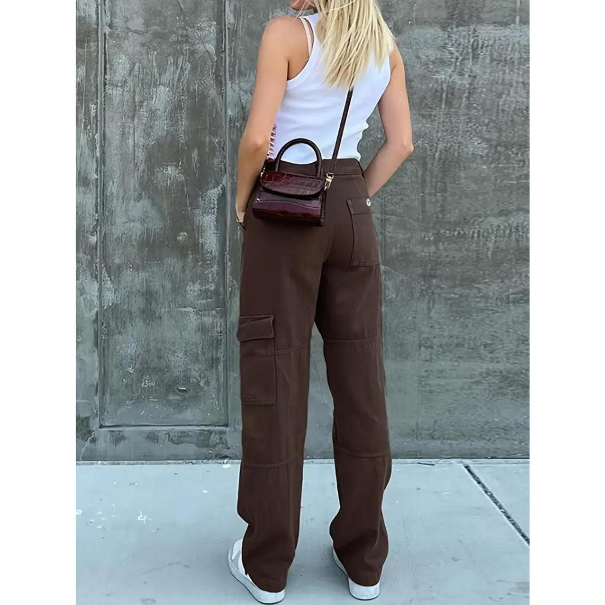 High Waist Black Cargo Pants for Women - Relaxed Fit with Utility Pockets 6