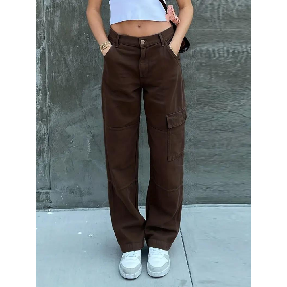 High Waist Black Cargo Pants for Women - Relaxed Fit with Utility Pockets 9