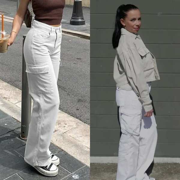 High Waist Black Cargo Pants for Women with Utility Pockets - Relaxed Fit Streetwear Trousers 4