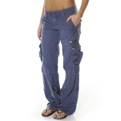 High Waist Black Cargo Pants for Women with Utility Pockets and Drawstring Waist 1