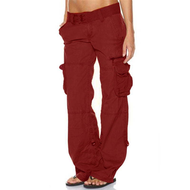 High Waist Black Cargo Pants for Women with Utility Pockets and Drawstring Waist 4