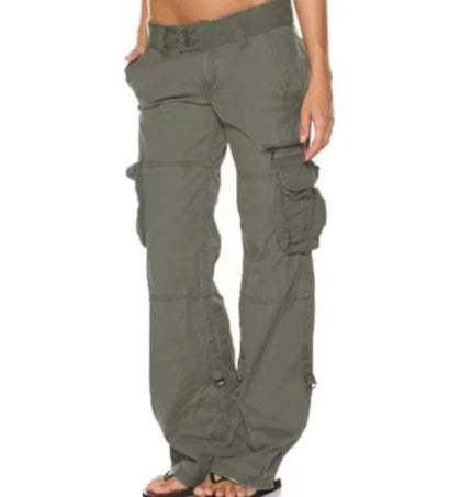 High Waist Black Cargo Pants for Women with Utility Pockets and Drawstring Waist 7