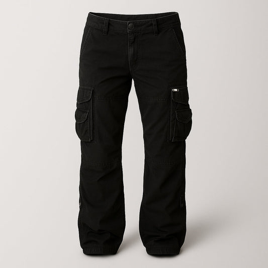 High Waist Cargo Pants for Women - Relaxed Fit with Utility Pockets in Neutral Tones 0