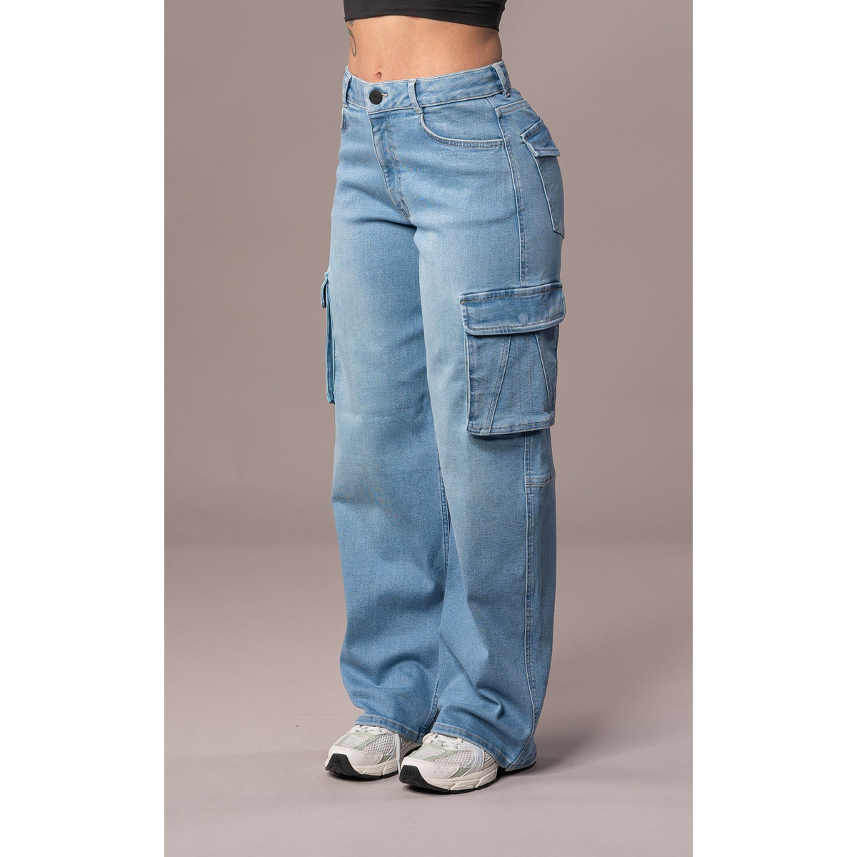 High Waist Cargo Pants for Women - Soft Stretch Denim, Utility Pockets, Urban Style 2