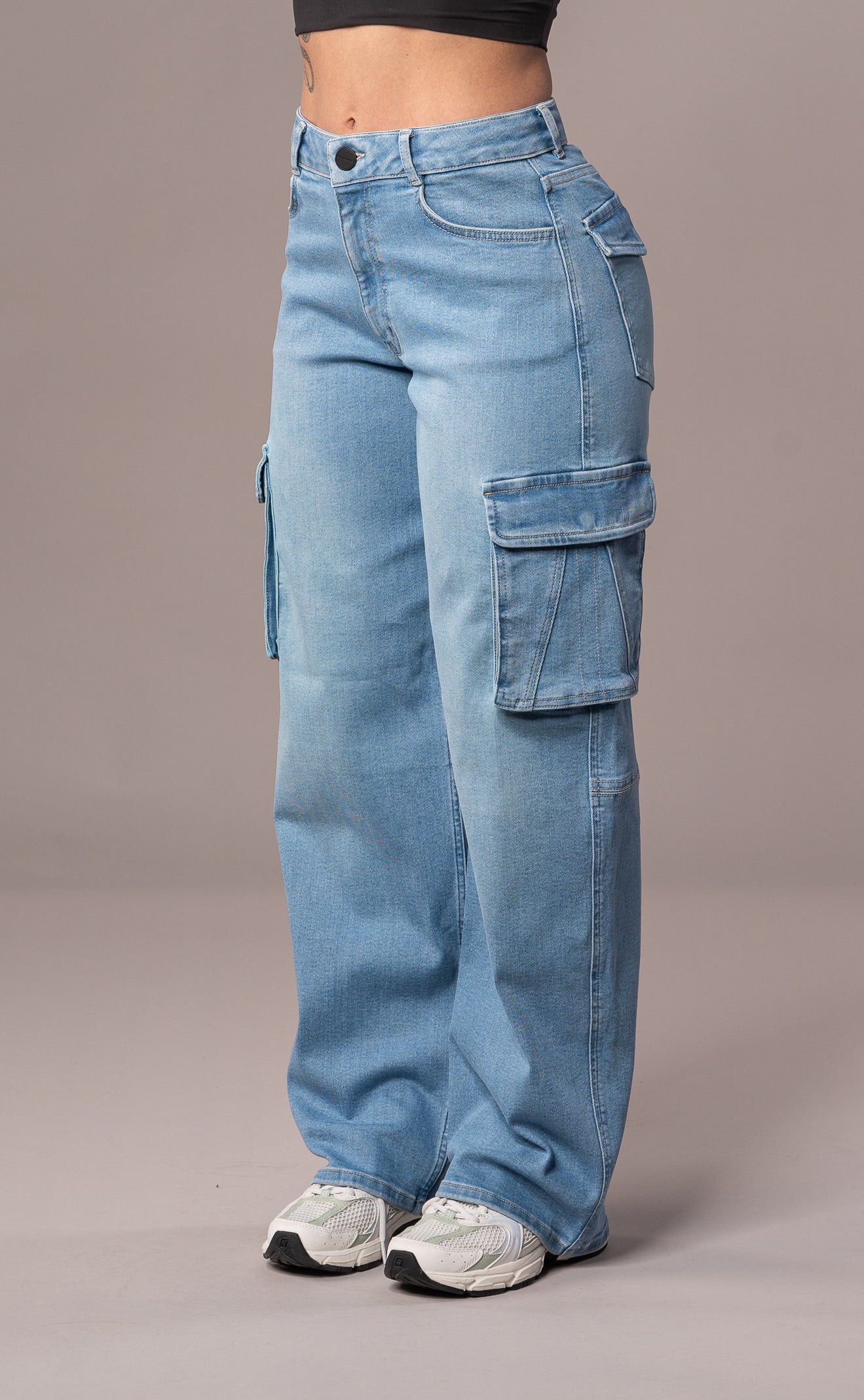 High Waist Cargo Pants for Women - Soft Stretch Denim, Utility Pockets, Urban Style 2