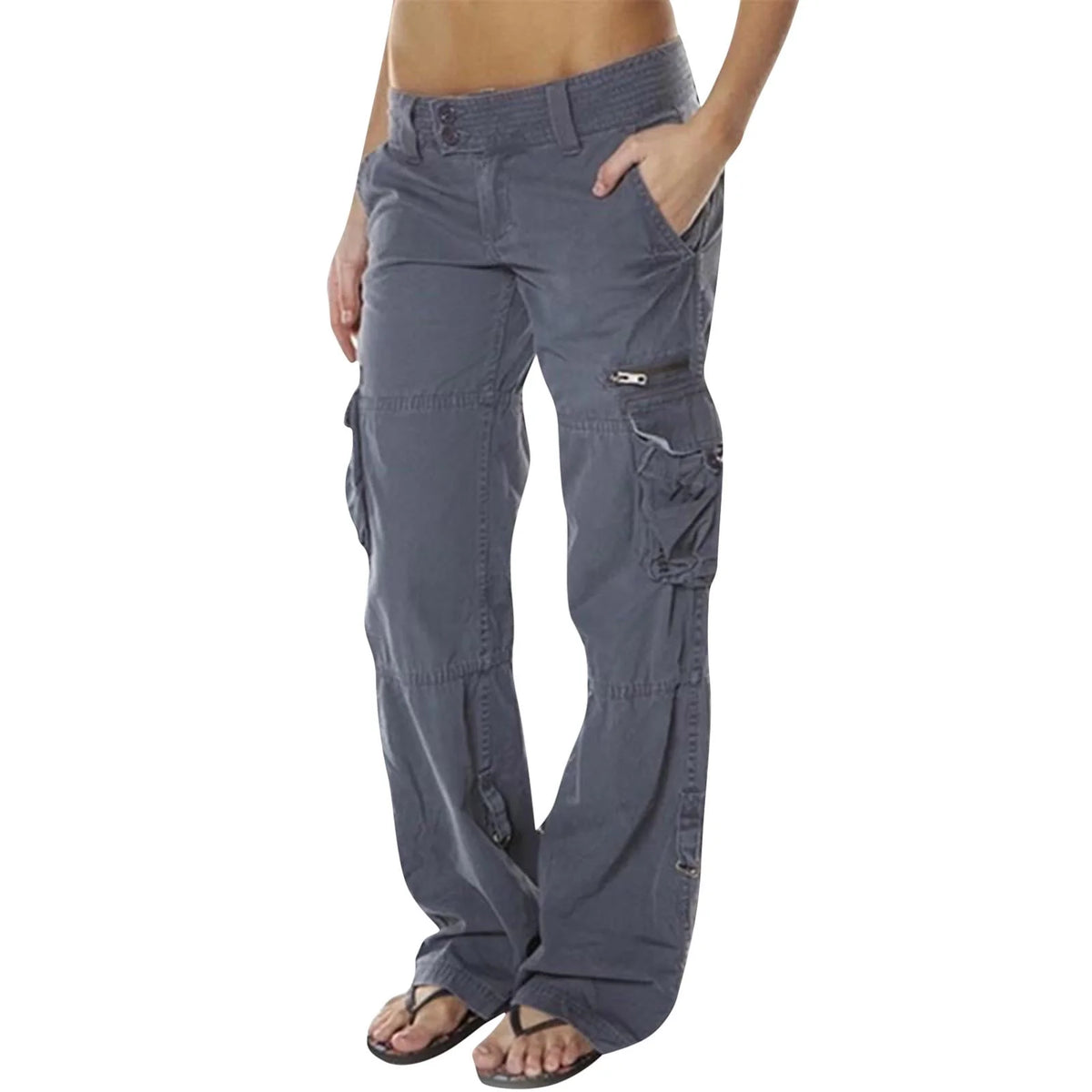 High Waist Cargo Pants for Women with Utility Pockets and Drawstring Waist