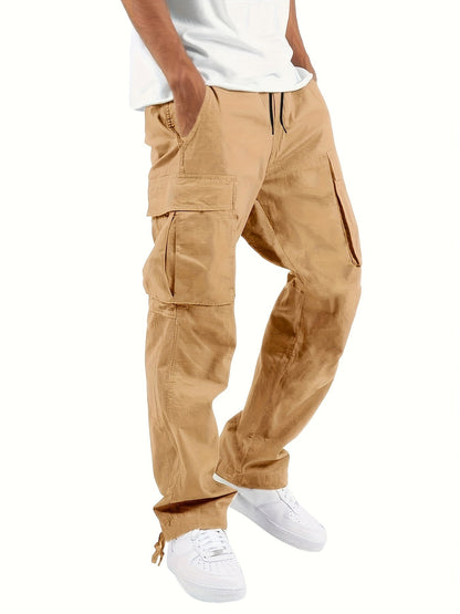 High Waist Mens Cargo Pants - Relaxed Fit, Utility Pockets, Soft Durable Fabric, Black 1