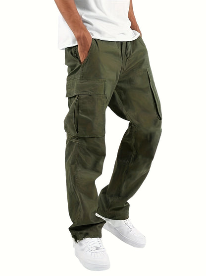 High Waist Mens Cargo Pants - Relaxed Fit, Utility Pockets, Soft Durable Fabric, Black 4