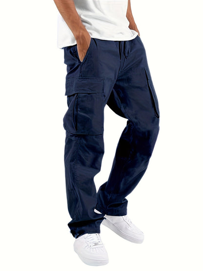High Waist Mens Cargo Pants - Relaxed Fit, Utility Pockets, Soft Durable Fabric, Black 5