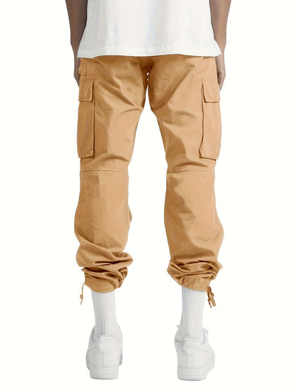 High Waist Mens Cargo Pants - Relaxed Fit, Utility Pockets, Soft Durable Fabric, Black 7
