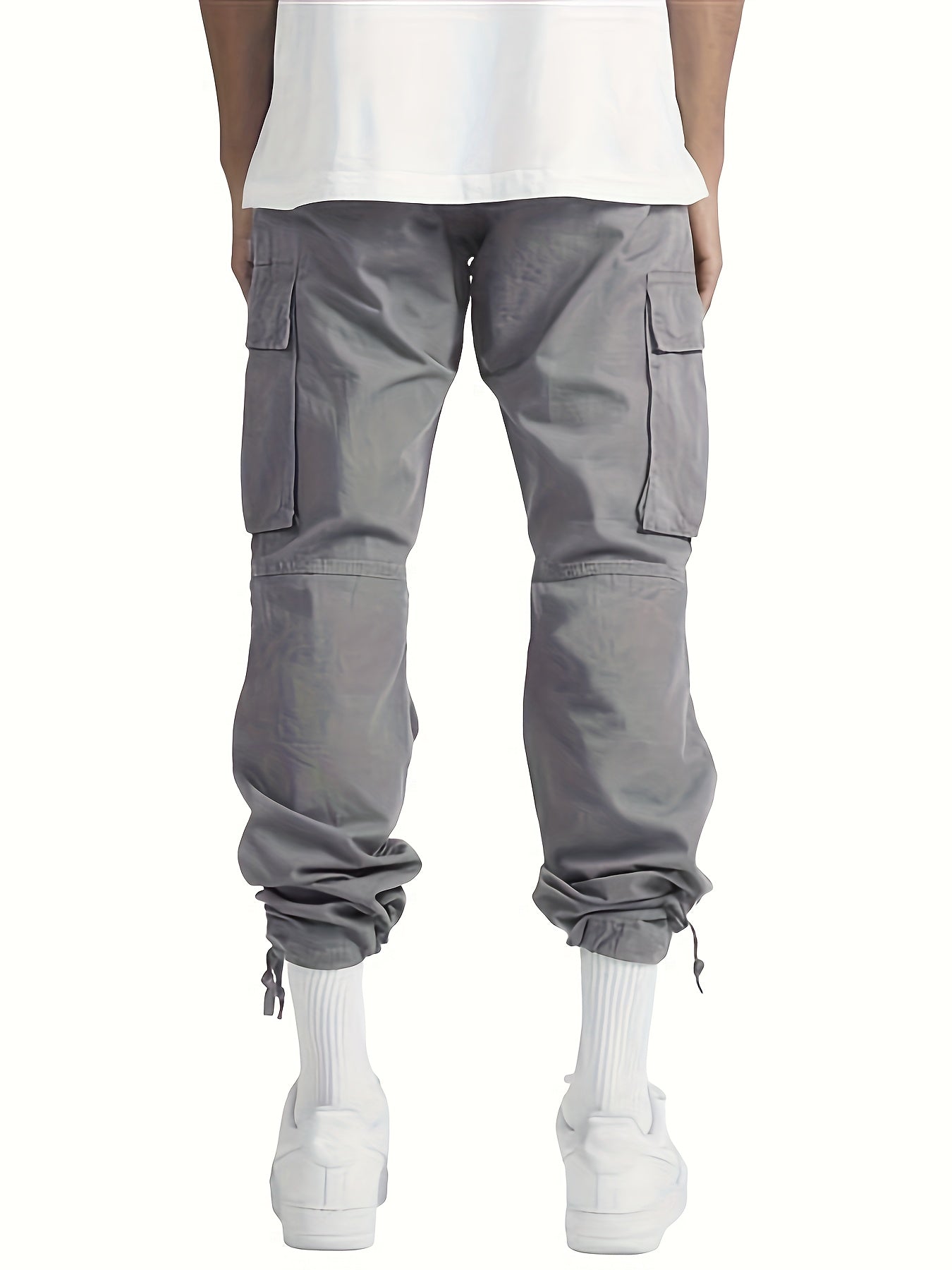 High Waist Mens Cargo Pants - Relaxed Fit, Utility Pockets, Soft Durable Fabric, Black 8