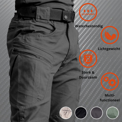 High Waist Mens Cargo Pants - Relaxed Fit with Utility Pockets, Black 2