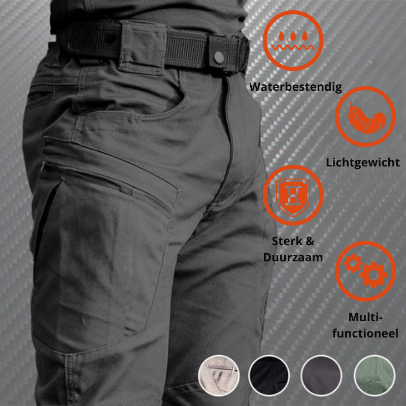 High Waist Mens Cargo Pants - Relaxed Fit with Utility Pockets, Black 2