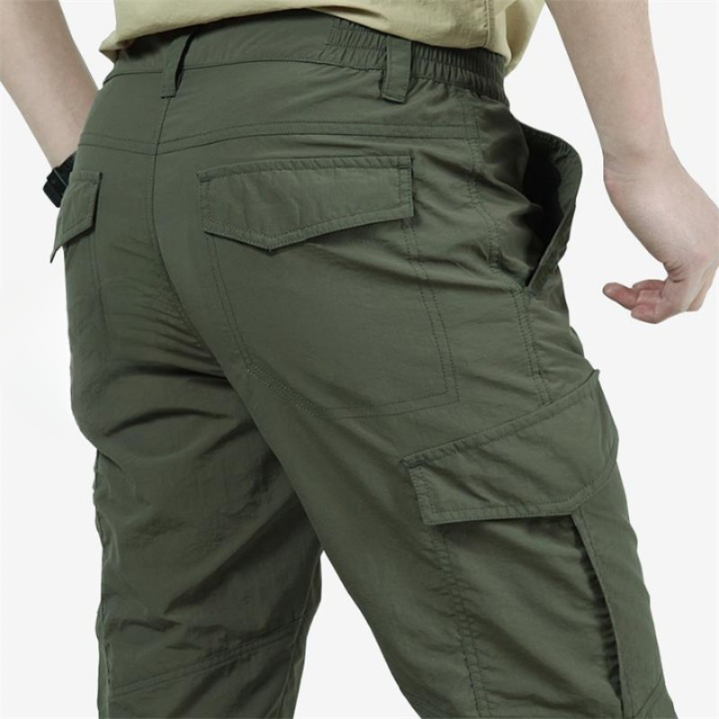 High Waist Mens Cargo Pants - Relaxed Fit with Utility Pockets, Black 3