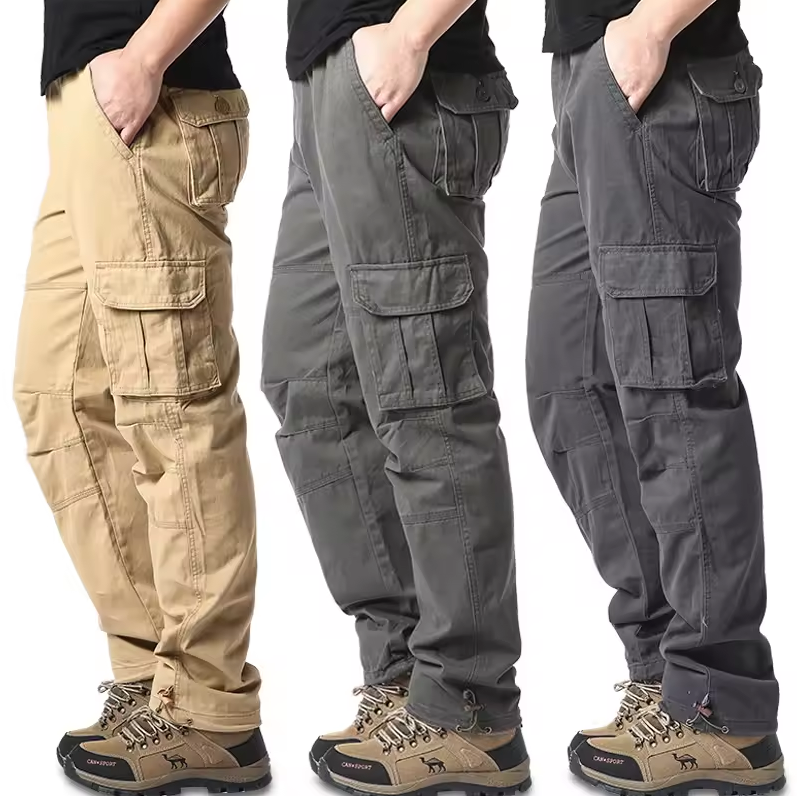 High Waist Mens Cargo Pants - Relaxed Fit with Utility Pockets, Black 5