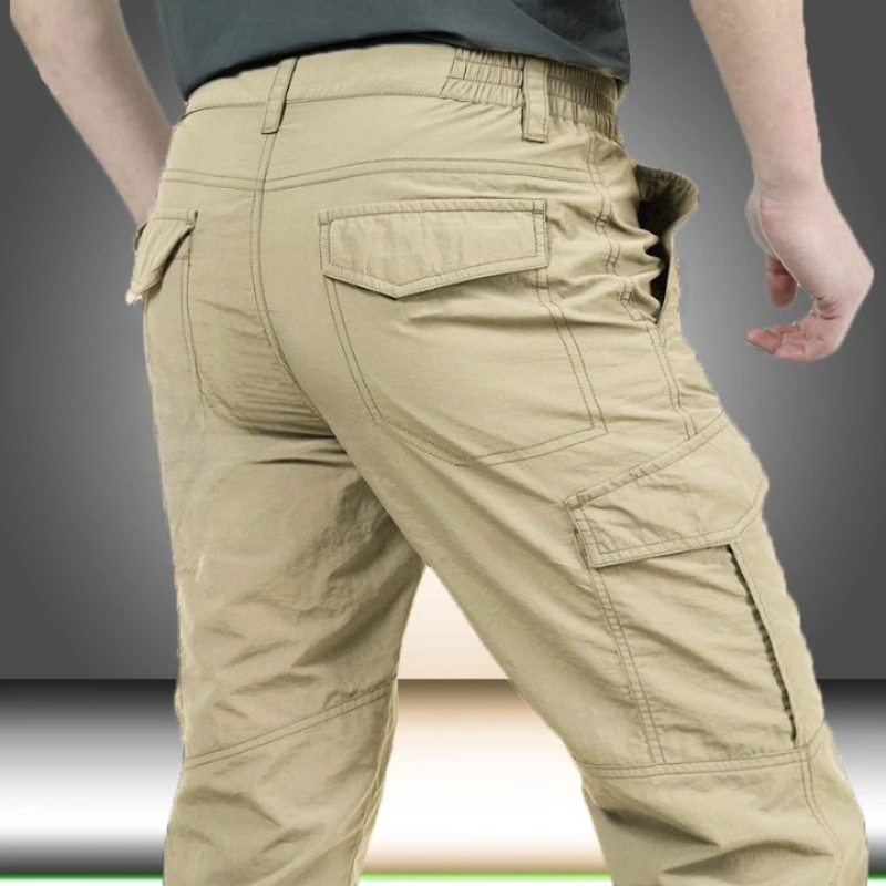 High Waist Mens Cargo Pants - Relaxed Fit with Utility Pockets, Black 6