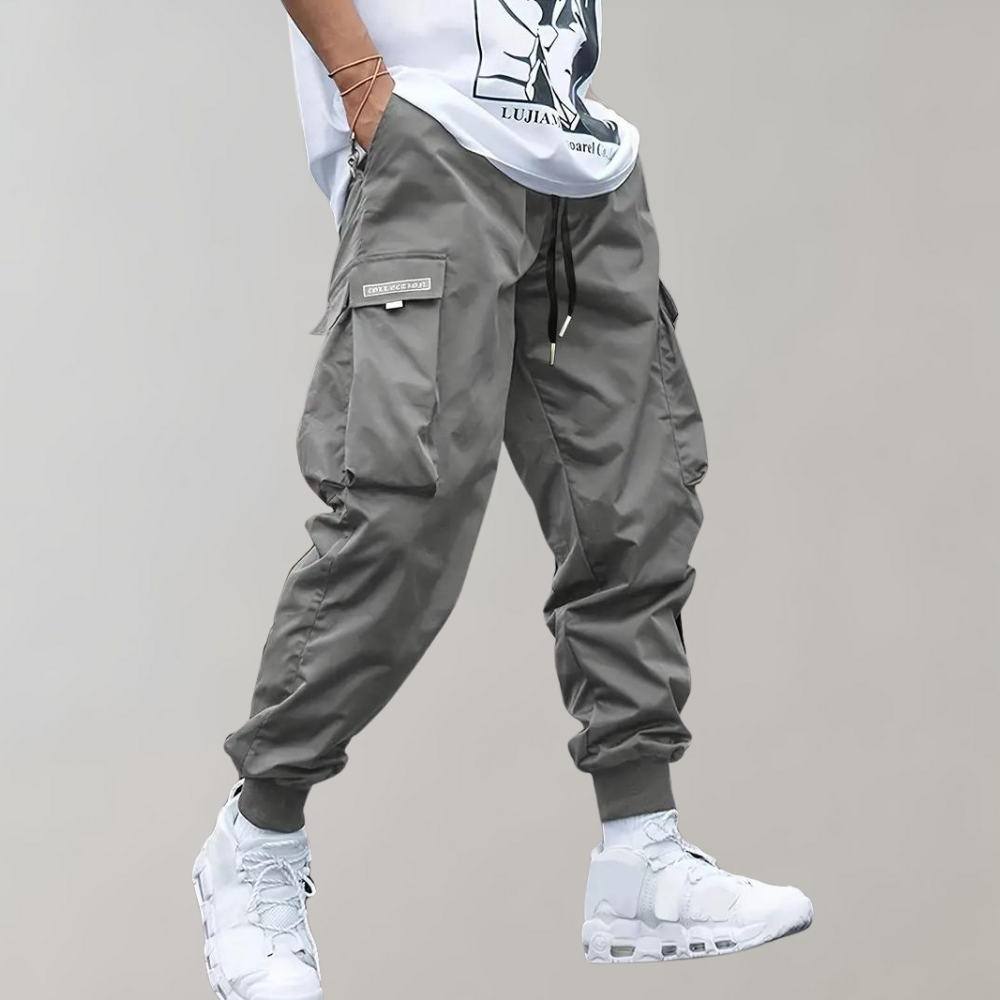 High Waist Mens Cargo Pants with Utility Pockets - Relaxed Fit Urban Trousers 9