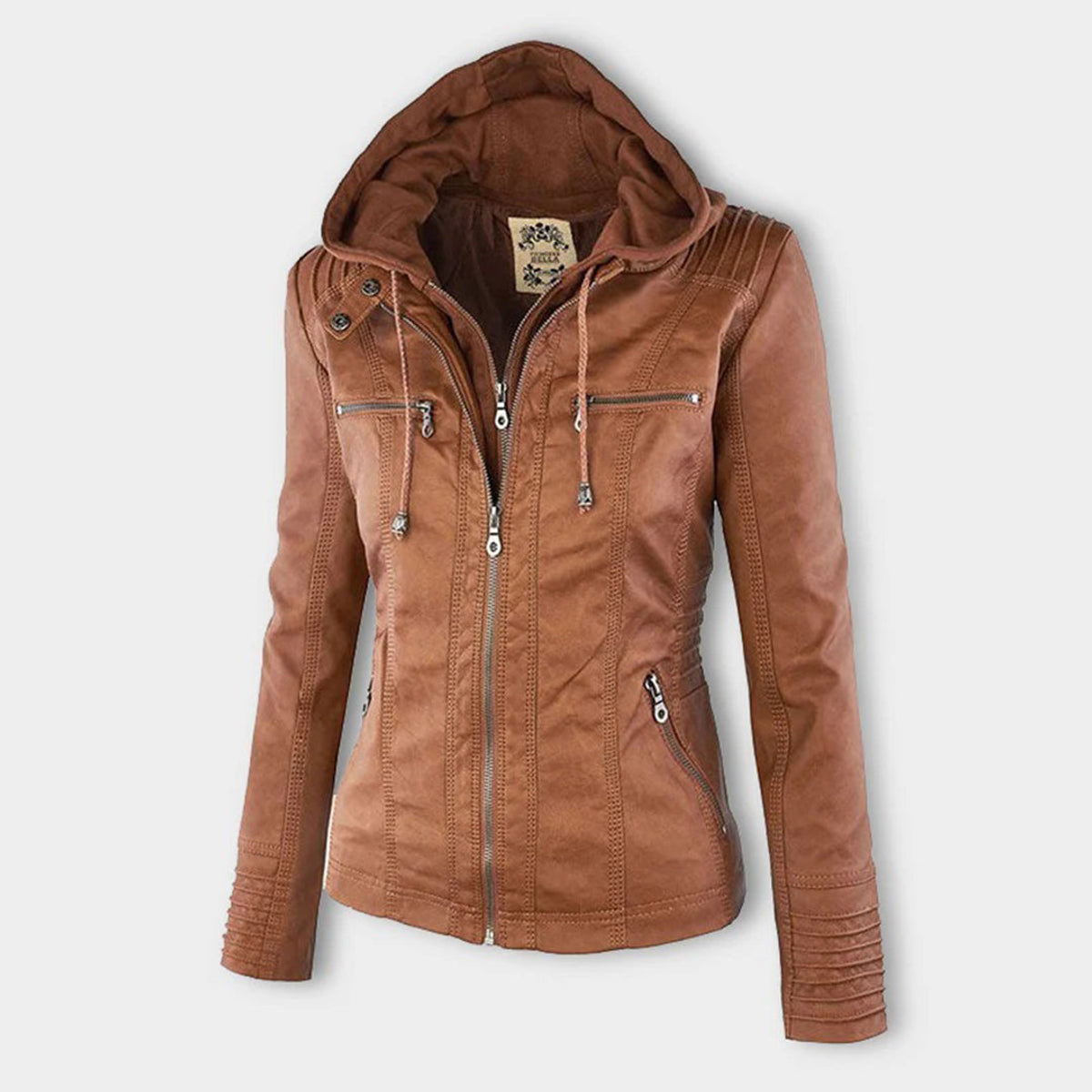 Hooded Leather Jacket Women Stylish PU Leather Autumn Winter Trend 0