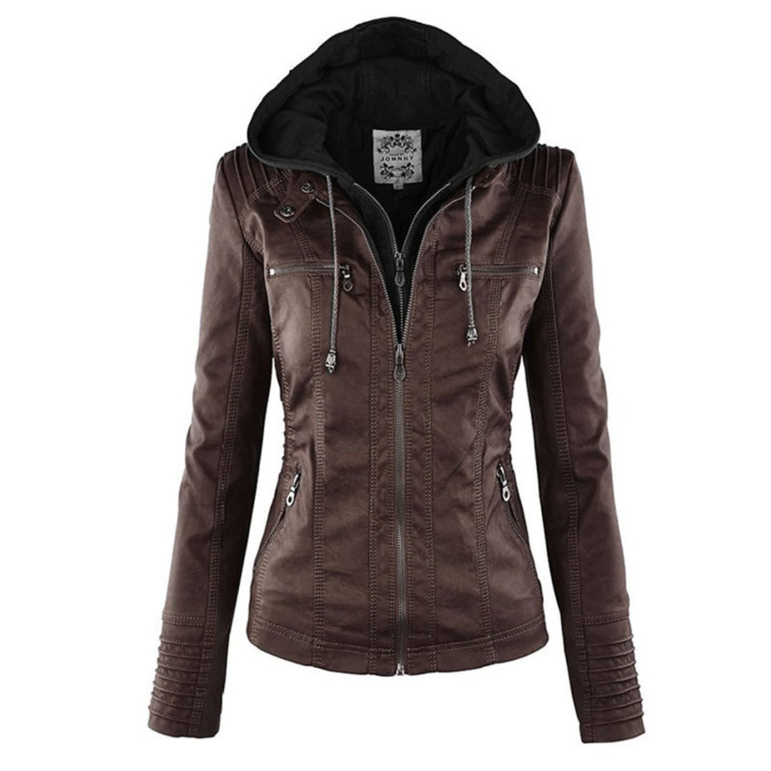 Hooded Leather Jacket Women Stylish PU Leather Autumn Winter Trend 10