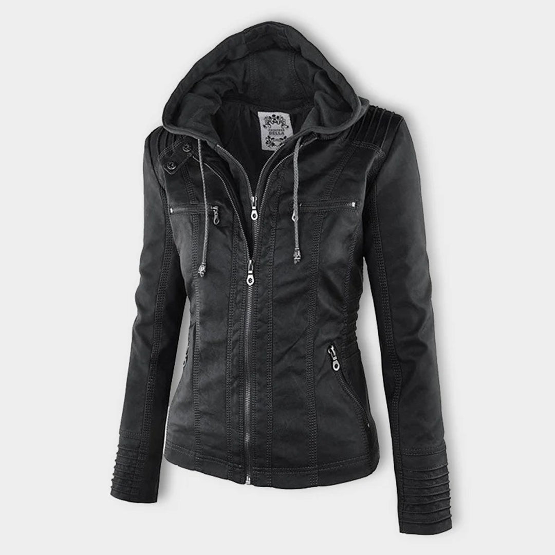 Hooded Leather Jacket Women Stylish PU Leather Autumn Winter Trend 3
