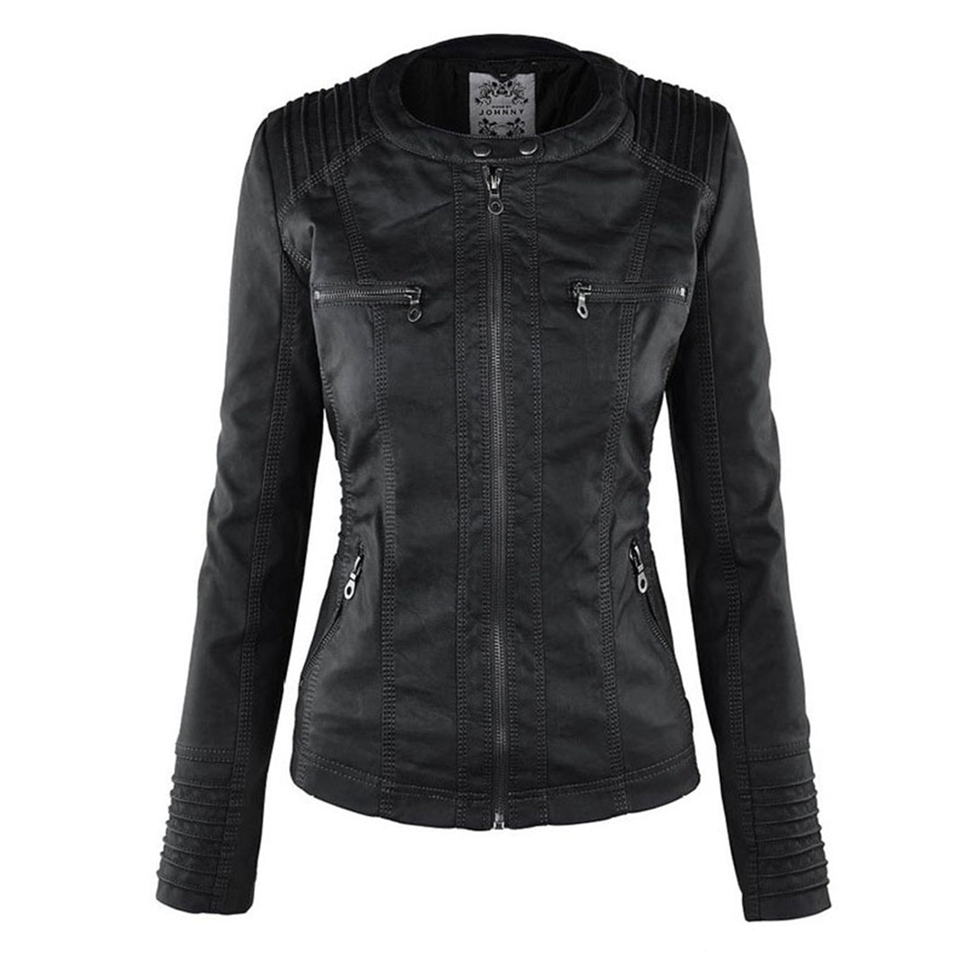 Hooded Leather Jacket Women Stylish PU Leather Autumn Winter Trend 4