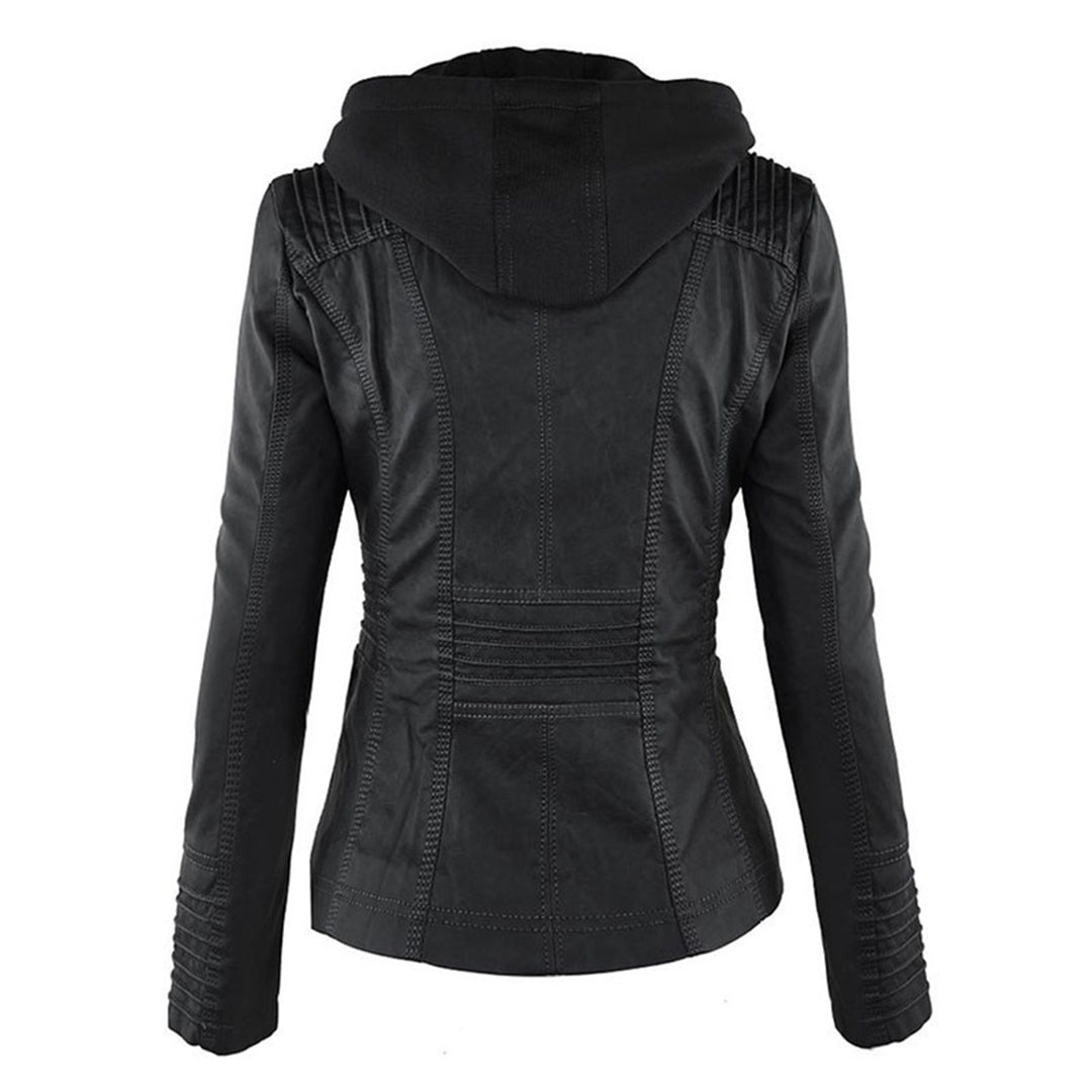 Hooded Leather Jacket Women Stylish PU Leather Autumn Winter Trend 5