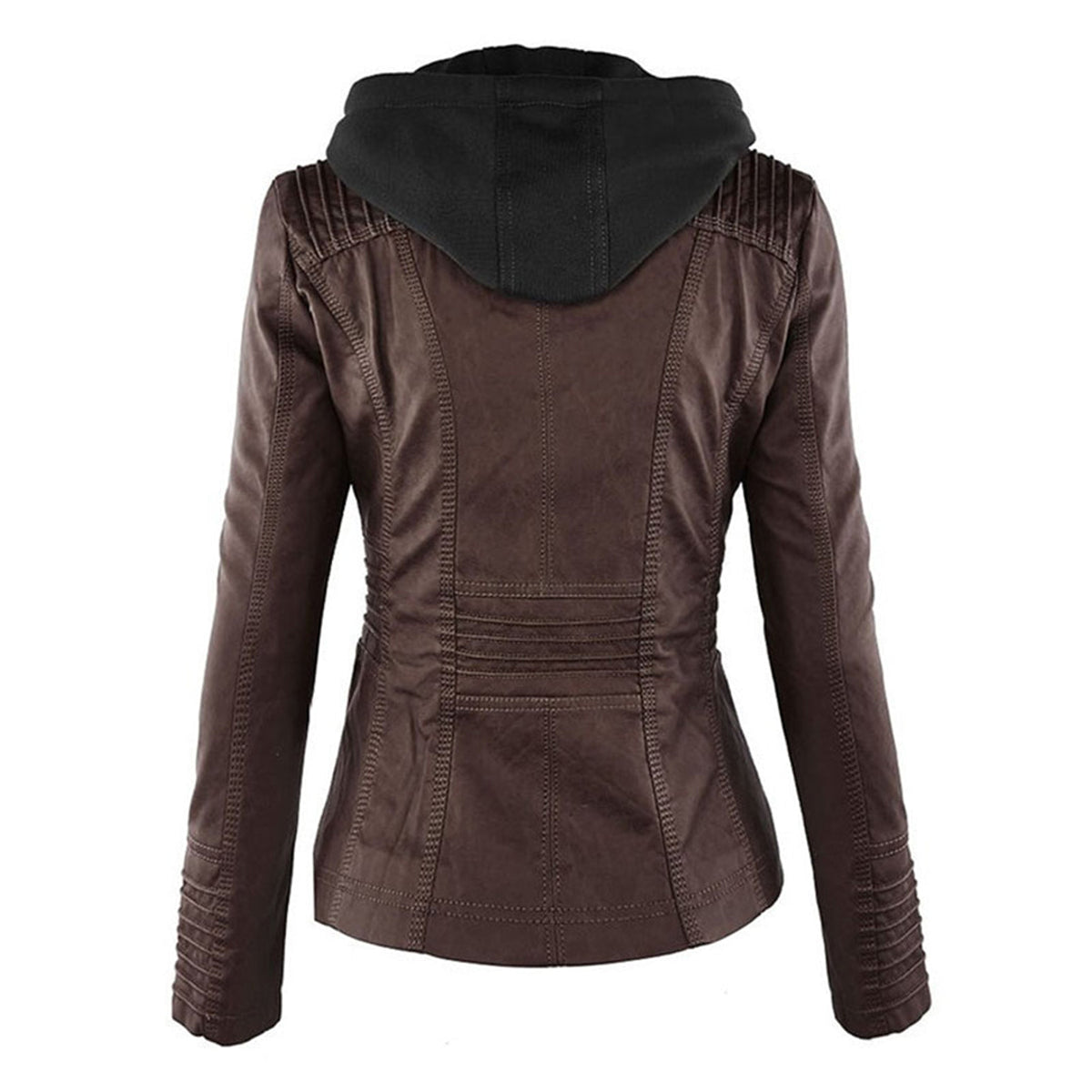 Hooded Leather Jacket Women Stylish PU Leather Autumn Winter Trend 7