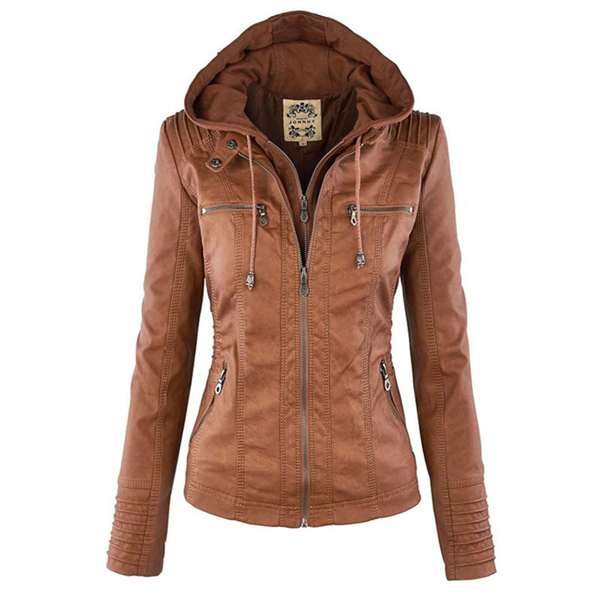 Hooded Leather Jacket Women Stylish PU Leather Autumn Winter Trend 9