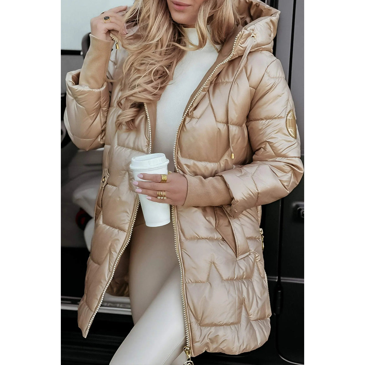 Hooded Puffer Jacket Women Quilted Warmth Stylish Design Casual Fall Fashion 1