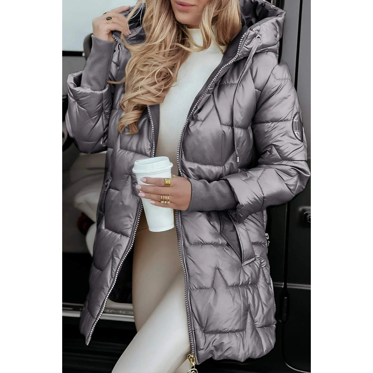 Hooded Puffer Jacket Women Quilted Warmth Stylish Design Casual Fall Fashion 3