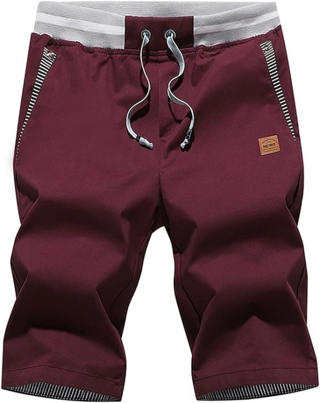 Knee-Length Men's Shorts Comfortable Summer Fit Casual Cotton Blend 15