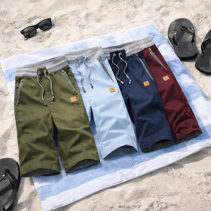 Knee-Length Men's Shorts Comfortable Summer Fit Casual Cotton Blend 3