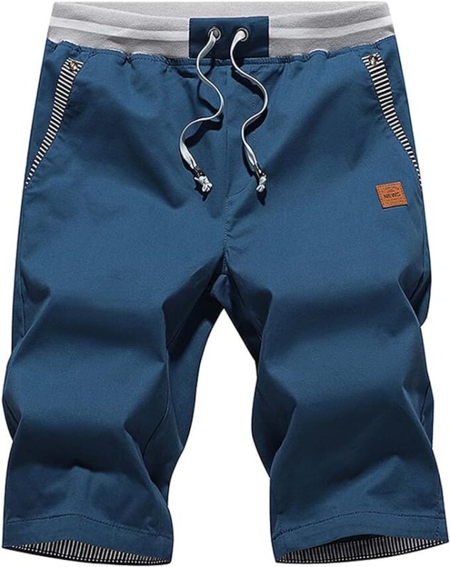 Knee-Length Men's Shorts Comfortable Summer Fit Casual Cotton Blend 6