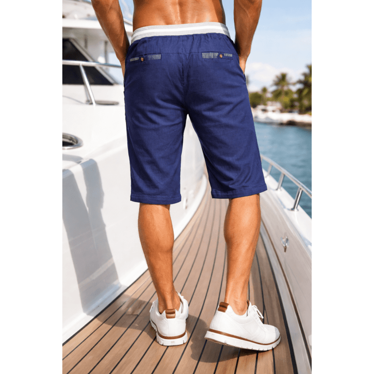 Knee-Length Men's Shorts Comfortable Summer Fit Casual Cotton Blend 8