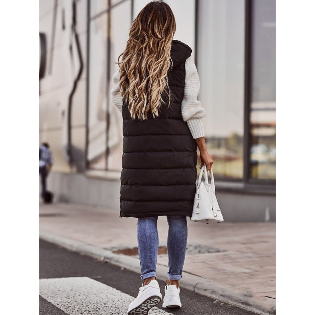 Knee-Length Puffer Vest Women Stylish Warm Layering Essential 3
