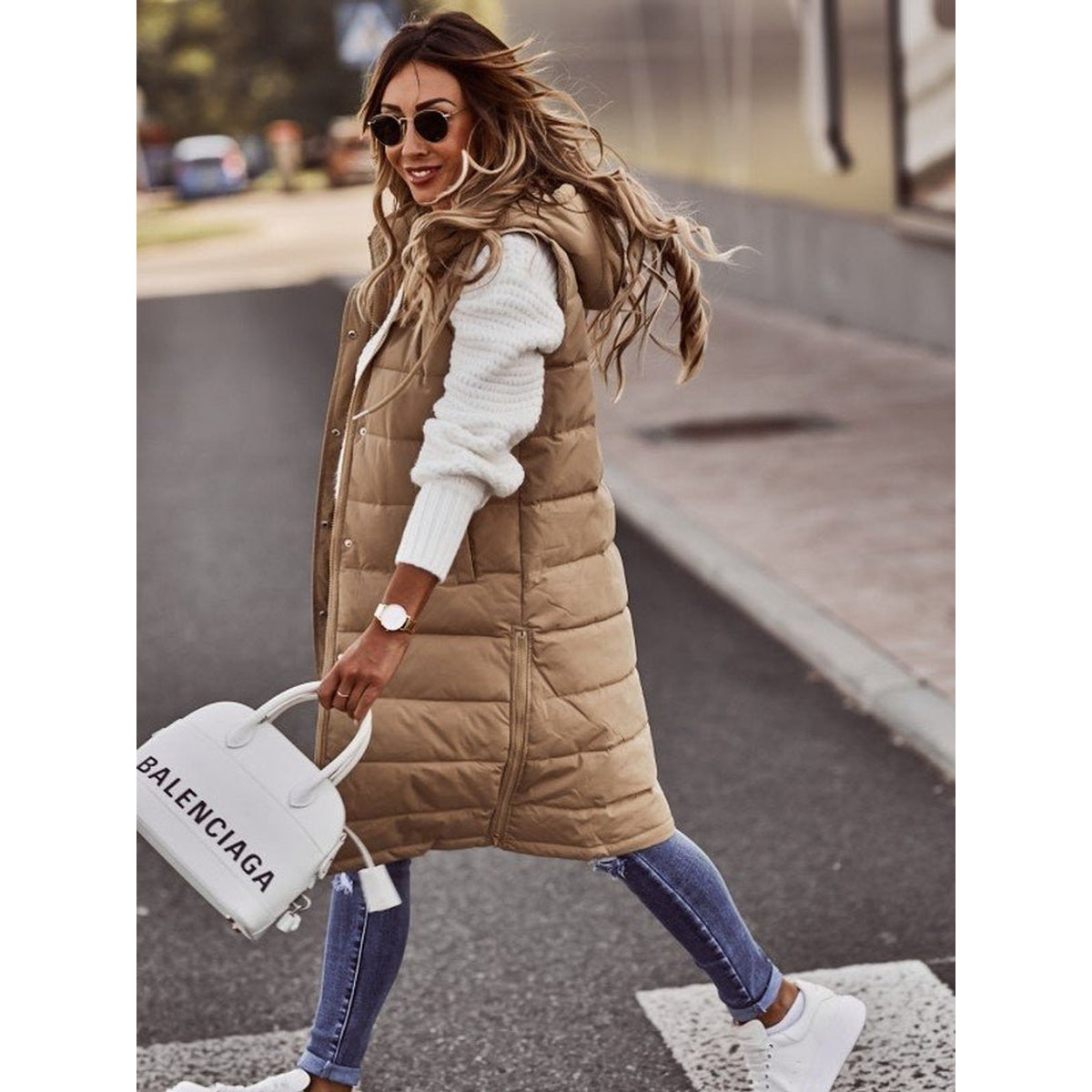 Knee-Length Puffer Vest Women Stylish Warm Layering Essential 5