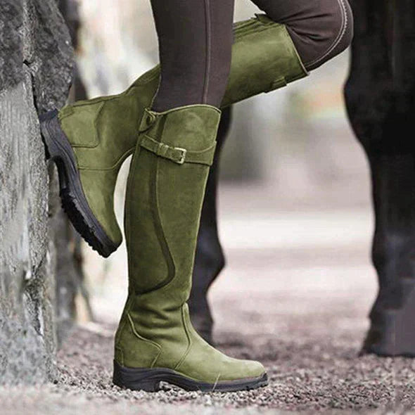 Knee High Waterproof Boots Women Buckle Strap Grip Sole Stylish Chic 4
