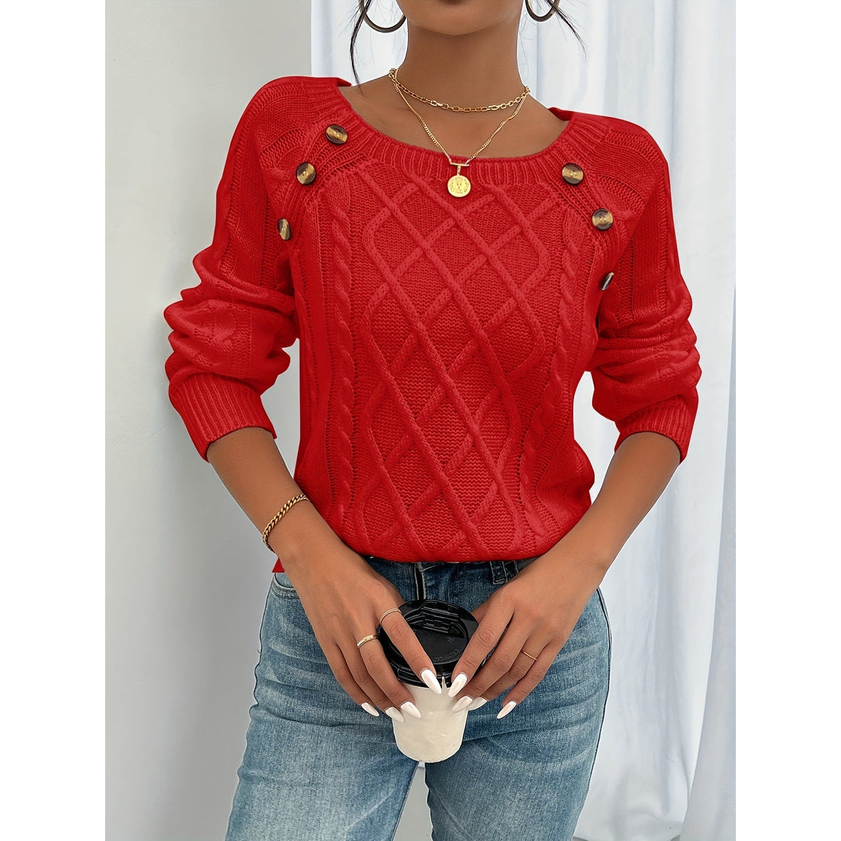 Knitted Sweater Women Elegant Warm Merino Wool Classic Design 2