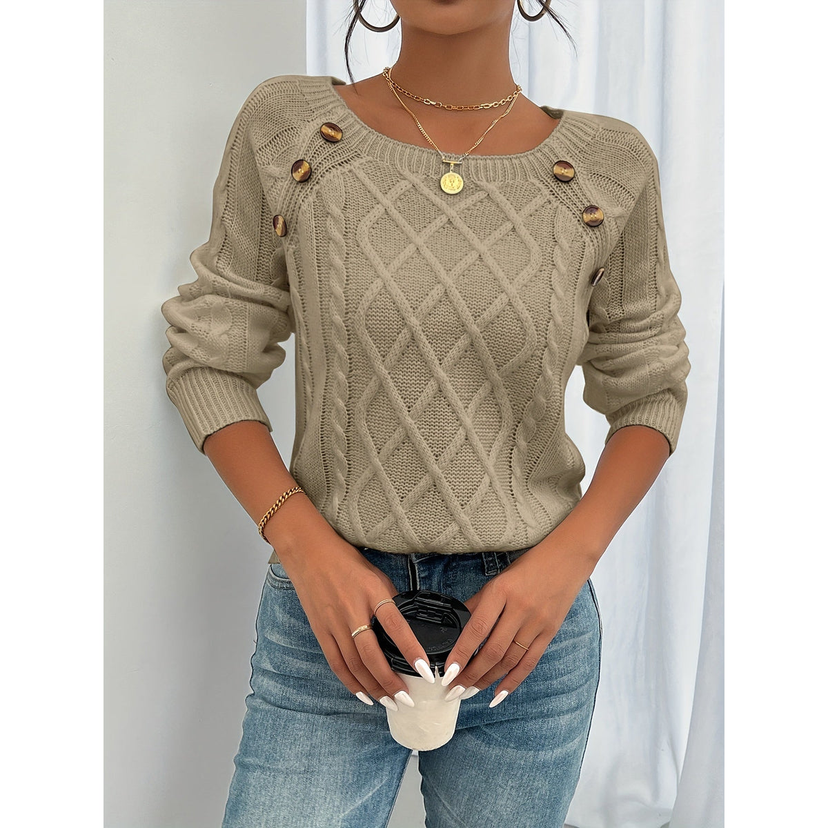 Knitted Sweater Women Elegant Warm Merino Wool Classic Design 3