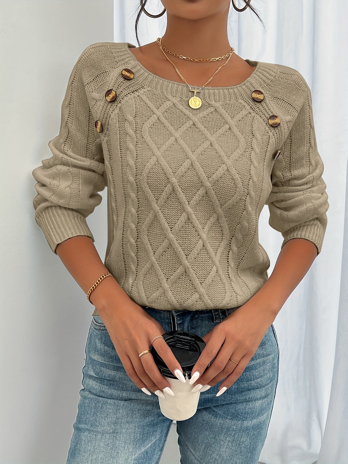 Knitted Sweater Women Elegant Warm Merino Wool Classic Design 3