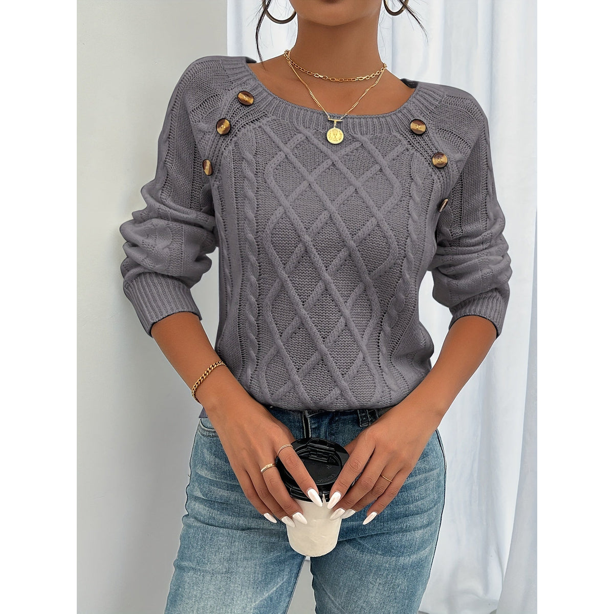 Knitted Sweater Women Elegant Warm Merino Wool Classic Design 6