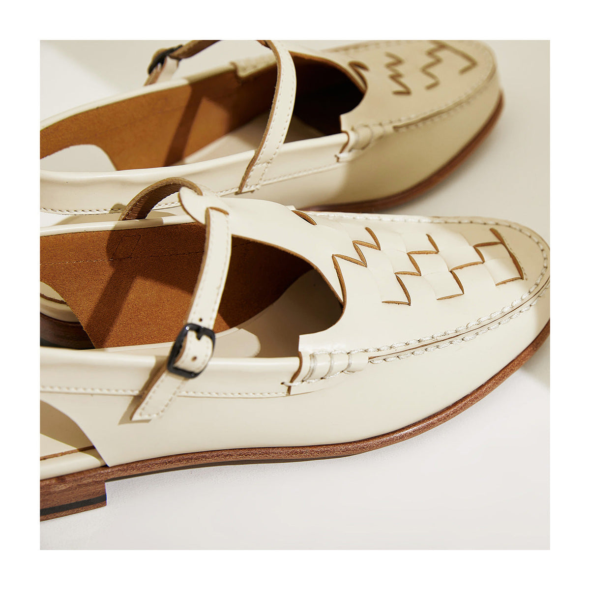 Leather Sandals Classic Slingback Woven Design Comfortable Fit 4