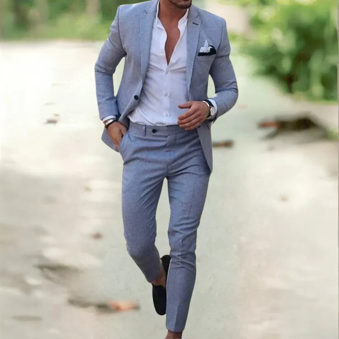 Lightweight Men's Linen Suit Slim Fit 2-Piece for Summer Weddings & Business 4
